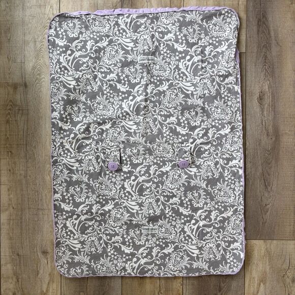 Carseat Canopy Cover Baby Girl Purple Gray Floral Fleece Minky Feminine Washable - Picture 3 of 11